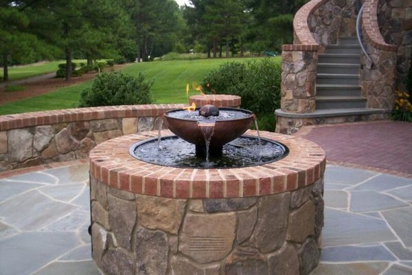 propane fire in a fountain