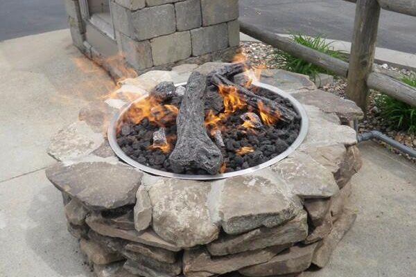 propane fire pit with stone base