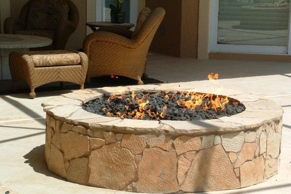 circular fire pit propane outside