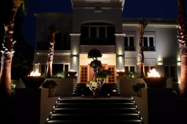 propane fire accenting entrance way