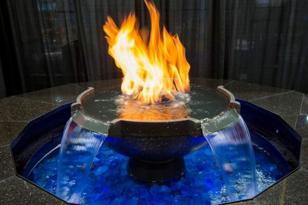 propane fire inside a fountain